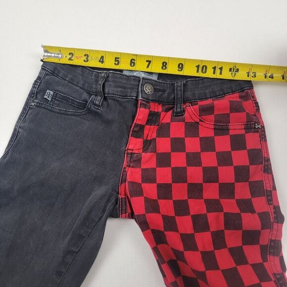 Royal Bones Tripp Skinny Jeans Black Red Buffalo Check Split Goth Women's Small - Picture 11 of 11